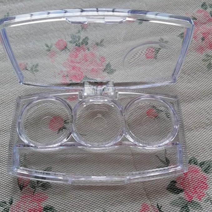 10 Pcs Clear Empty Eyeshadow Palette Plastic Eyeshadow Storage Box Case with 3 Grids Palettes Lipstick Box Pigment Palette Tray Plastic Cosmetics Container Box DIY Makeup Powder Sample Box-GlimoraGlow