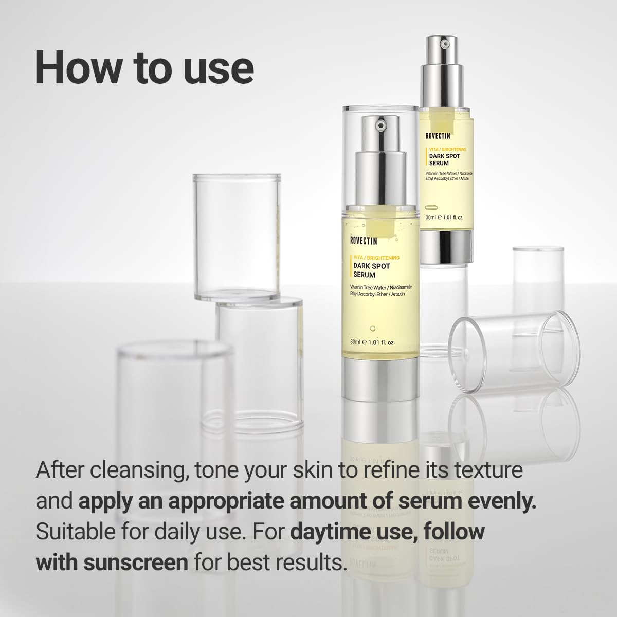 ROVECTIN Vita Dark Spot Serum for Clearing Blemish and Evening Skin Tone | Rich Vitamin C, Brightening, Hydrating For Dry, Sensitive, Normal, Oily Skin | Vegan K-Beauty (1.01 Fl. Oz, 30ml)-GlimoraGlow