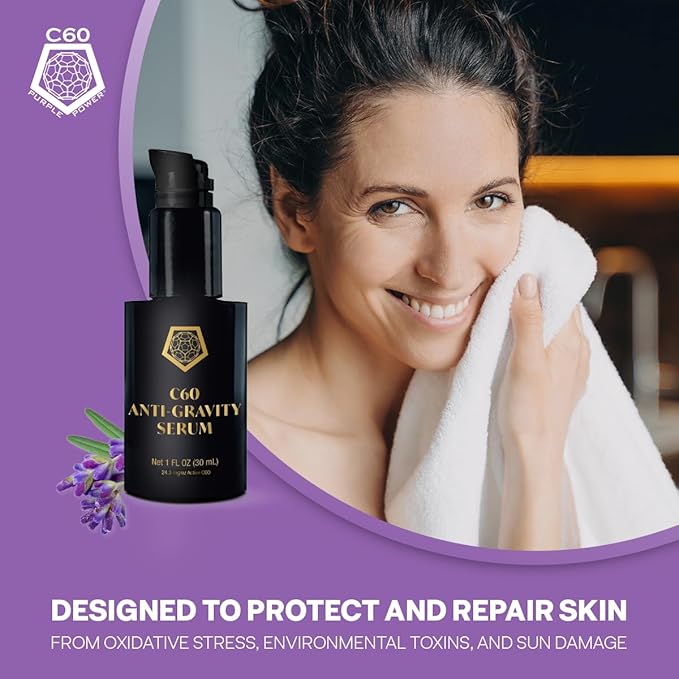 C60 Skincare - Age-Defying Antioxidant Protection - Reduce Wrinkles, Heal Skin, Non-Greasy - Face, Body, Bug Bites, Scarring - Organic Avocado Oil, 99.99% Pure (Regular, C60 Anti-Gravity Serum)-GlimoraGlow