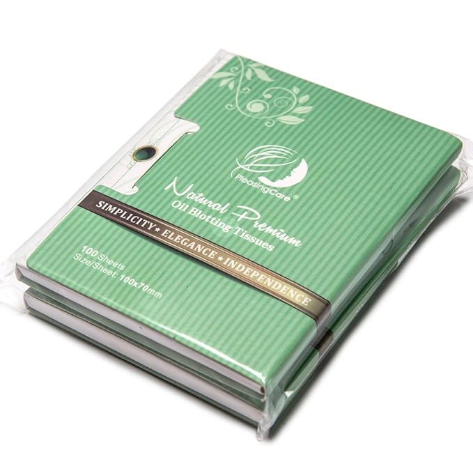 Natural Green Tea Oil Absorbing Tissues - 200 Counts in 2 Pack, Premium Face Oil Blotting Paper - Take 1 Piece Each Time Design - Large 10CM Oil Absorbing Sheets, No Waste and Easy to Carry in Pocket!-GlimoraGlow