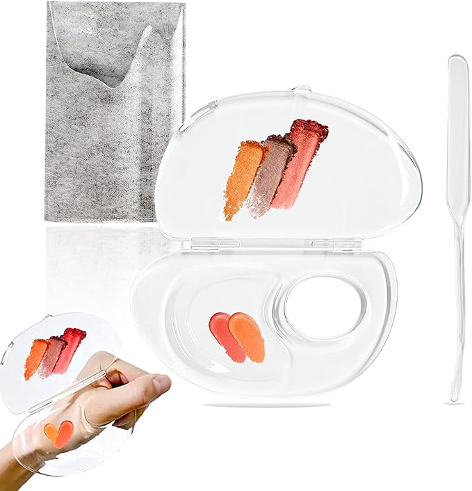 180 Degree Folding Acrylic Makeup Mixing Palette, Plastic Foundation Makeup Facial Palette with Felt Bag, Transparent Spatula Tool for Eyeshadow Liquid Foundation Cosmetic Pigment Mixing-GlimoraGlow
