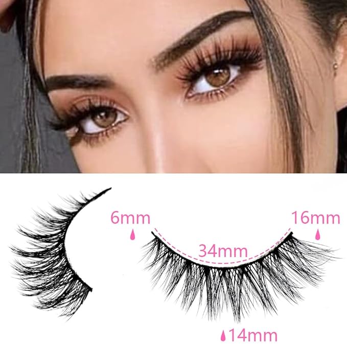 False Eyelashes 48 Pairs Faux Mink Lashes 14mm Wispy Lashes 3D Fluffy Cat Eye Lashes Pack Bulk Wholesale Strip Lashes(style 48-042)-GlimoraGlow