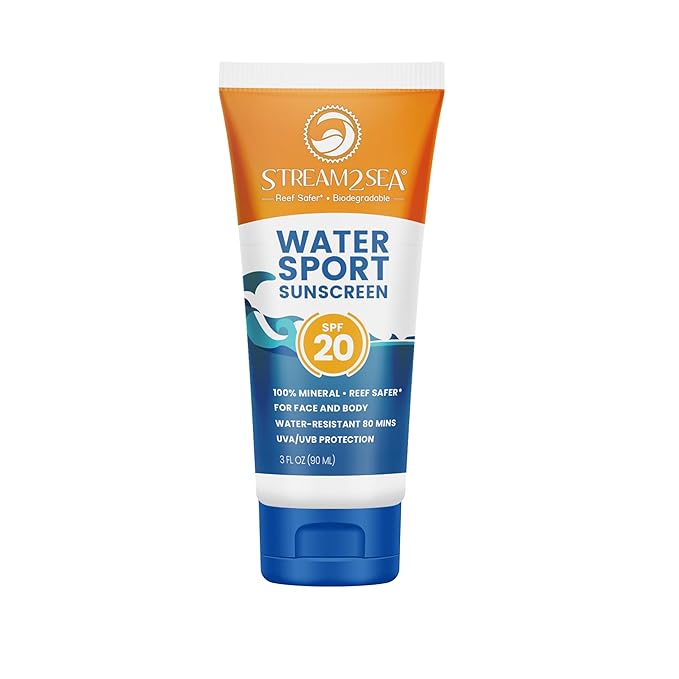 STREAM 2 SEA SPF 20 Biodegradable Mineral Sunscreen, 3 Fl oz Paraben Free Non Greasy and Moisturizing Reef Safe Sunscreen For Face and Body Protection Against UVA and UVB-GlimoraGlow