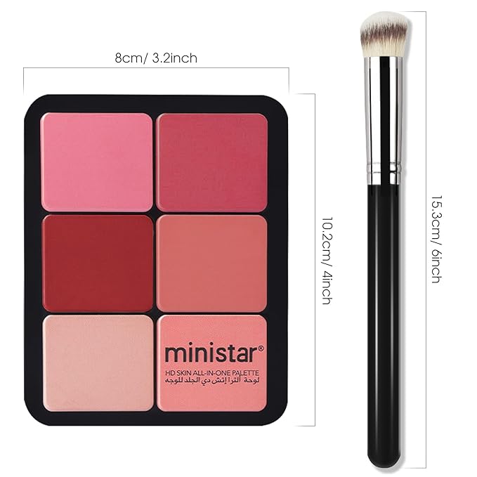 12 Colors Cream [Blush] Makeup Palette for Cheeks - Multi-functional Blush Makeup Palette with Brush, Natural Matte Long Wearing, Waterproof Blendable Face Makeup Palette (#01)-GlimoraGlow