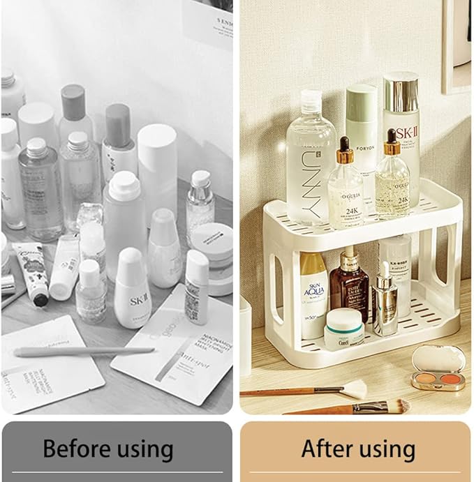 2-Tier Desk Organizers & Dispensers，Mail Holder for Office Desk Organization，Kitchen Spice Rack or Bathroom Countertop Organizer, Gift for Teachers, Classmates, and Friends,White-GlimoraGlow