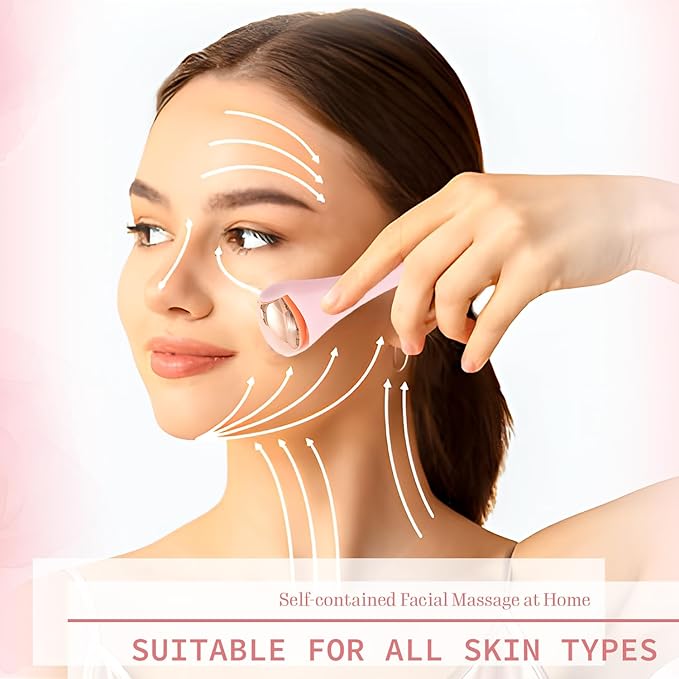 TORMEN Mini Eye & Face Rollers, Stainless Steel Eye Massage Ice Roller, Facial Beauty Tool for reduces puffy eyelids, Dark Circles Relief, Skin Care,muscle soreness,Facial cold compress (2pcs, Pink)-GlimoraGlow