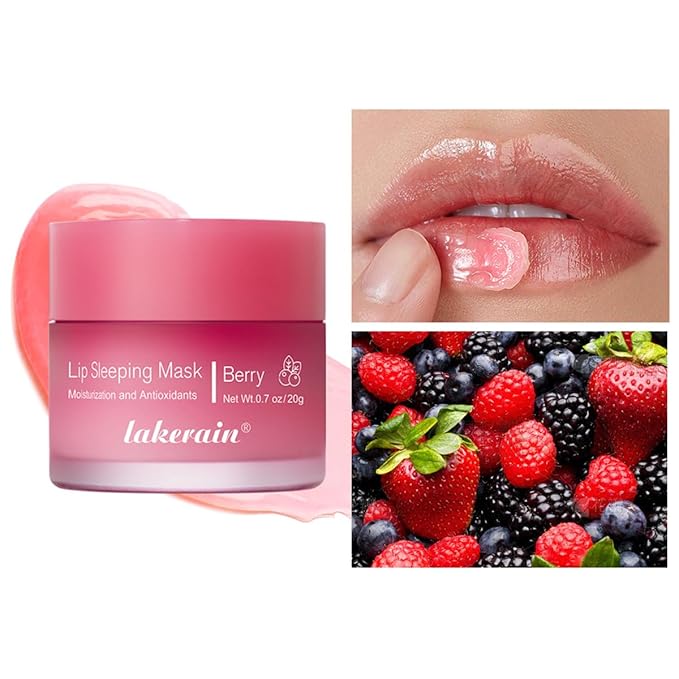 Hydrating Lip Sleeping Mask, Long Lasting Hydrating Night Lip Balms for Intensive Moisturizing and Care, Prevention Dry and Crack (BERRY) 0.7 OZ-GlimoraGlow