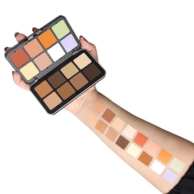 16 Color Corrector Concealer Foundation Palette Cream Set, Orange Green Peach Color Correcting Camouflage Makeup Cream Contour Palette with 11Pcs Makeup Brush Kit for Dark Circles Dark Spots-GlimoraGlow