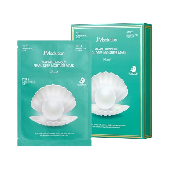 JMsolution Marine Luminous Pearl Deep Moisture 3 Step Skin Care Face Mask - Korean Skincare Facial Mask - boosting Brightening Moisturizing-10 Sheets for Dry Skin-GlimoraGlow