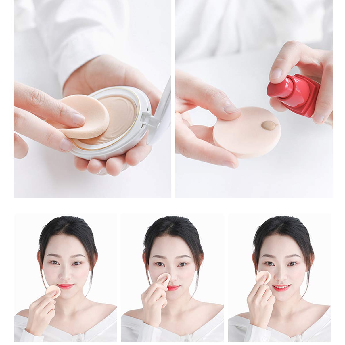 25 Pcs Women's Round Soft Makeup Beauty Eye Face Foundation Blender Facial Smooth Powder Puff Cosmetics Blush Applicators Sponges Use for Dry and Wet-GlimoraGlow