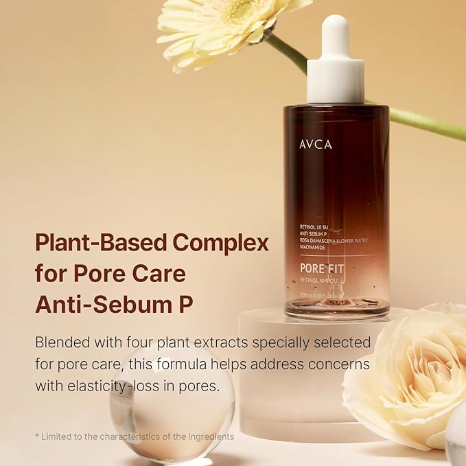 AVCA Pore Fit Retinol Ampoule for Large Pores, Fine Lines, Anti Aging & Wrinkle Care 100ml/3.38fl. oz.-GlimoraGlow