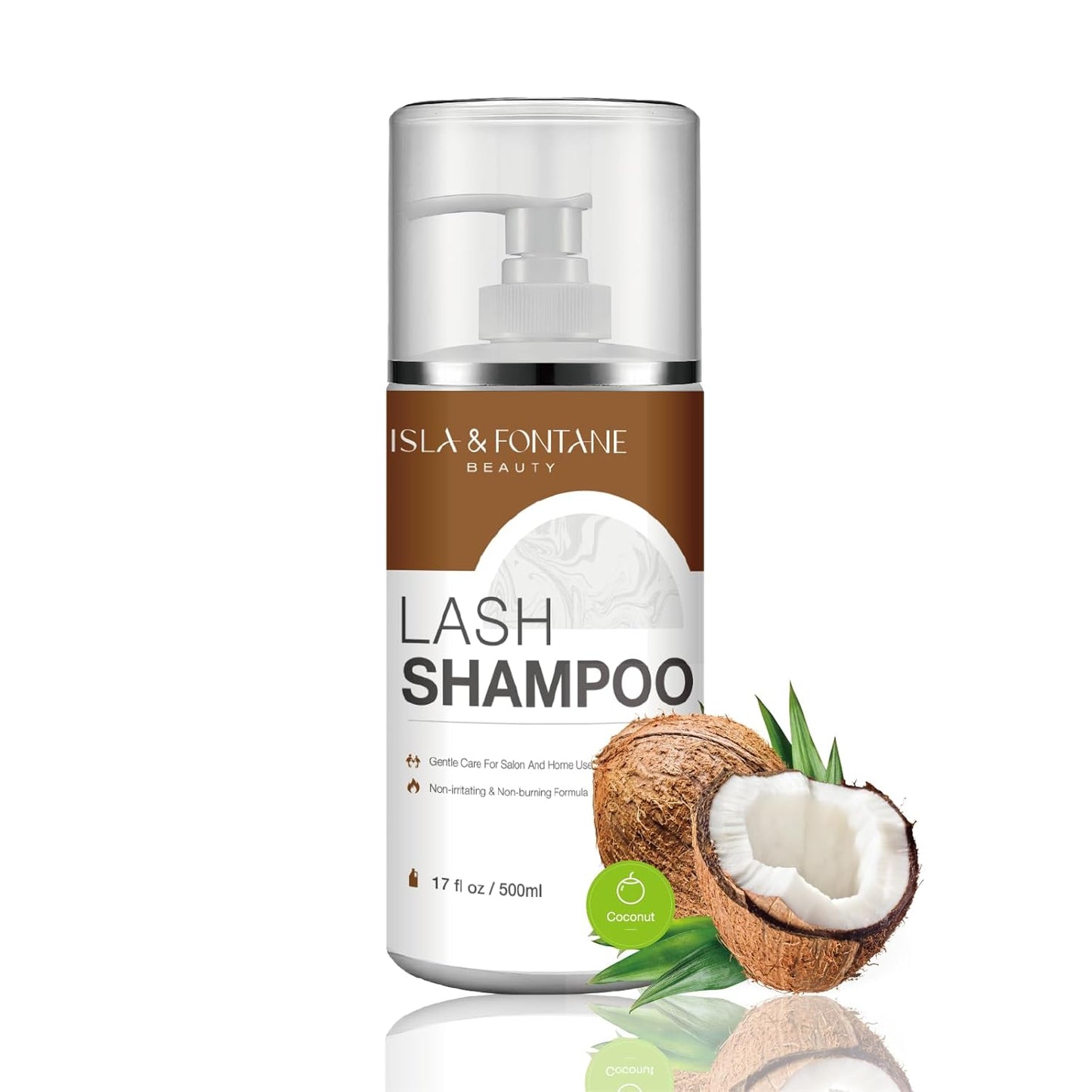 ISLA & FONTANE Lash Shampoo Bulk – Multi-Scent Series – 17 fl oz / 500ml | Gentle Eyelash Cleanser for Lash Extensions | Non-Irritating | Professional Lash Bath Foam For Salon And Home Use (Coconut)-GlimoraGlow