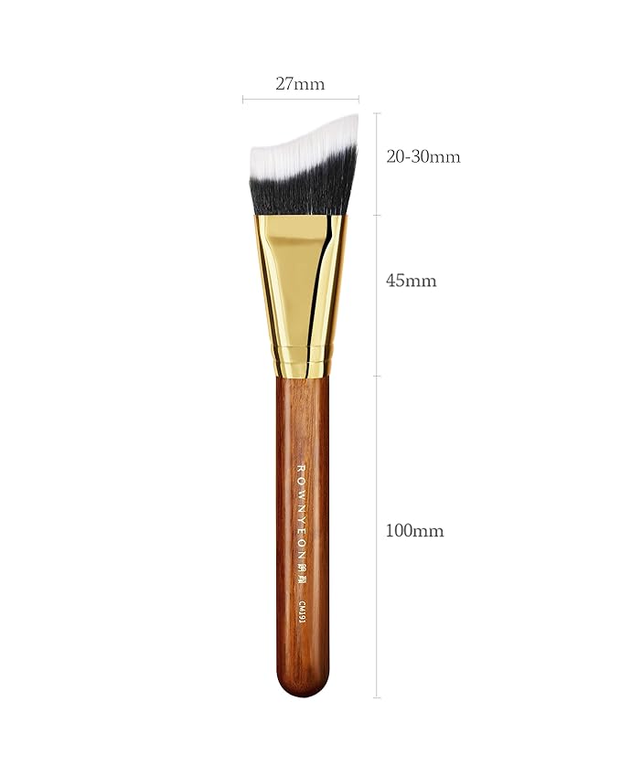 Desert Oak Series Terraced Contour Brush - 27mm Dual-Height Design with 5mm Flat Edge & 22mm Slope for Precision Sculpting, Bubinga & Brass (CM 191)-GlimoraGlow