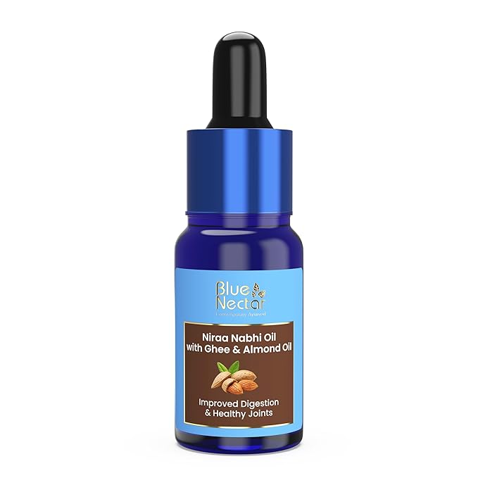 Blue Nectar Ayurveda Nabhi Oil with Ghee & Almond Oil | Natural Navel Oil for Belly Button for Digestion & Joint Health | 100% Natural & Herbal (21 Herbs, 0.33Fl Oz)-GlimoraGlow