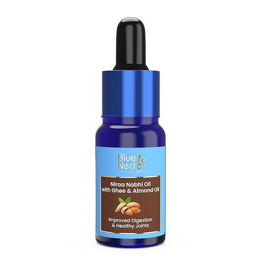 Blue Nectar Ayurveda Nabhi Oil with Ghee & Almond Oil | Natural Navel Oil for Belly Button for Digestion & Joint Health | 100% Natural & Herbal (21 Herbs, 0.33Fl Oz)-GlimoraGlow