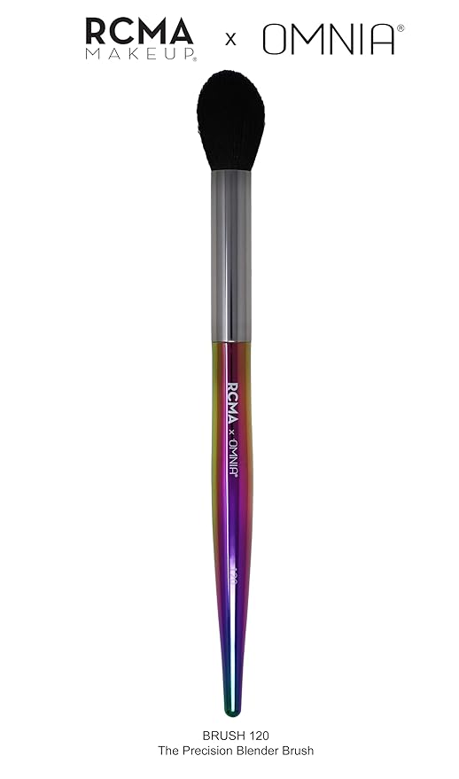 RCMA Makeup x Omnia Professional Makeup Brush 5pc Set, Premium Synthetic Fiber, Iridescent Acrylic Handle, Face Powders, Complexion and Foundation Blending Application Brush set.-GlimoraGlow