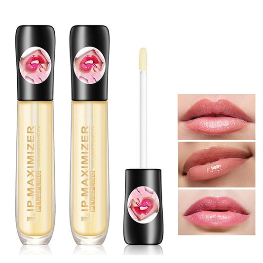 2 Pcs Lip Plumper Lip Gloss,Lip Maximizer Balm Plumper Lip Plumping Serum,Heathly Lip Moisturizer Enhancer Hydrated Lips,Reduces Improves Dry Lip Lines Lip Plumping Gloss Lip Extreme Volume-GlimoraGlow