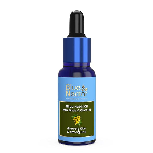 Blue Nectar Ayurveda Navel Oil with Ghee & Olive for Belly Oiling | Natural Belly Button (Nabhi) Oil for Radiant Skin & Deep Hydration (22 Herbs, 1 Fl Oz)-GlimoraGlow