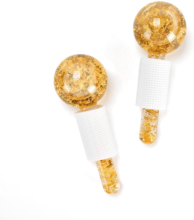 Ice Cryo Sticks Facial Globe with Golded Essence- 2PC Cooling Globes for Cold or Hot Skin Massagers, Face Globe for Skin Care Routine-GlimoraGlow