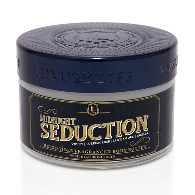 LUXURY LIFE Bed Butter - Scented, Luxurious Body Butter With All-Natural Hyaluronic Acid For Soft, Glowing, Hydrated Skin For Men & Women - Suitable For All Skin Types (Midnight Seduction, 5 oz)-GlimoraGlow