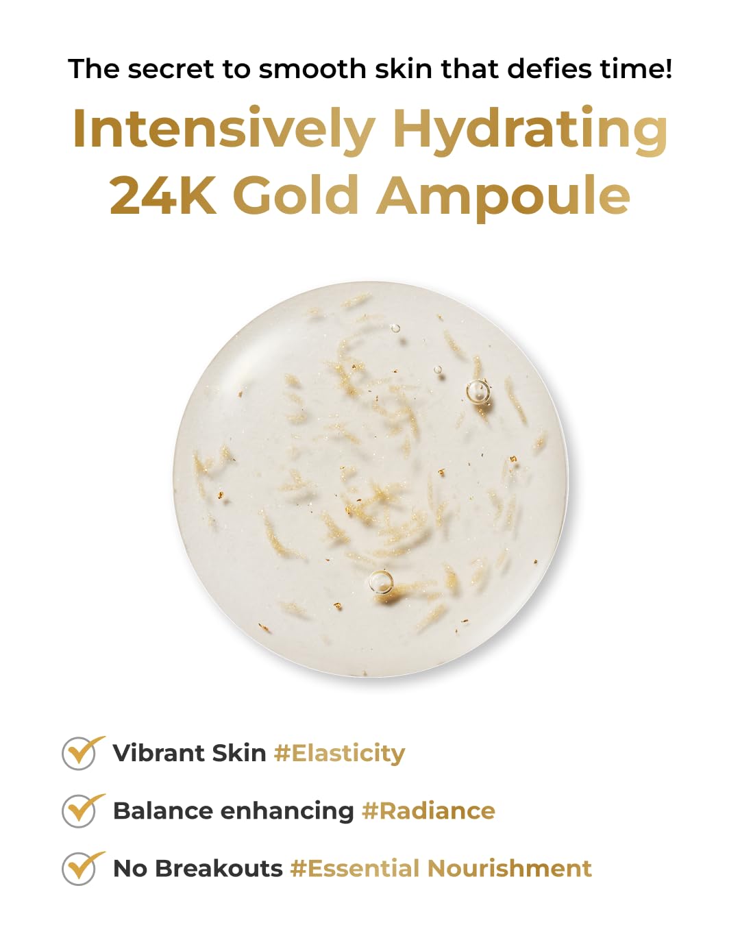 BOM COSMETICS Peptide Power Ampoule 1.01 Fl Oz, Penta-Peptide with 24k Gold Thread and 99% Pure Gold for Skin Collagen Boost, Firming Serum to Improve Elasticity and Radiance, Korean Skin Care-GlimoraGlow