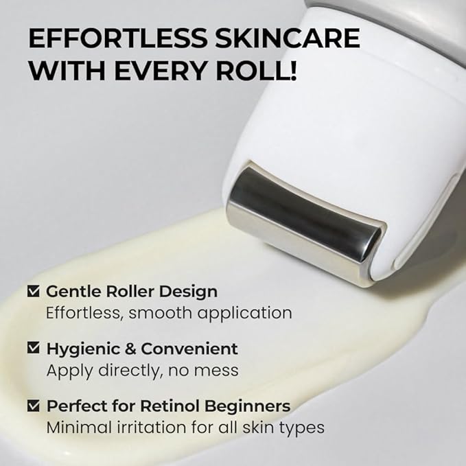 [SKIN&LAB] Retinol Lifting Roller Cream with Massage applicator, Vegan Anti Aging Face and Neck Cream for Reduce Wrinkles and Fine Line, For Face, Neck, Décolleté Wrinkle Care, 1.69 fl. oz.-GlimoraGlow
