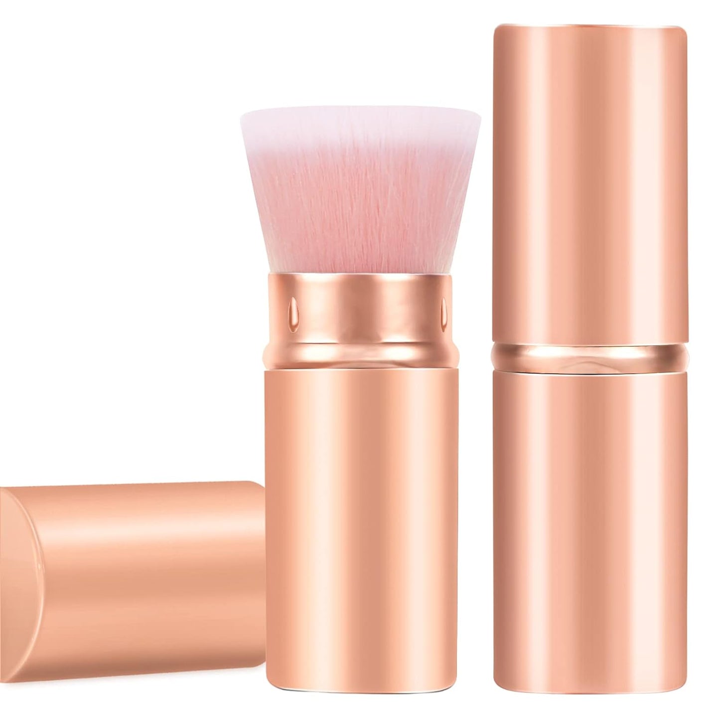 Falliny Retractable Makeup Brushes, Travel Kabuki Powder Foundation Brush, Portable Face Liquid Foundation Sunscreen Brush with Cover for Blending Liquid, Bronzer,Cream or Flawless Powder Cosmetics-GlimoraGlow
