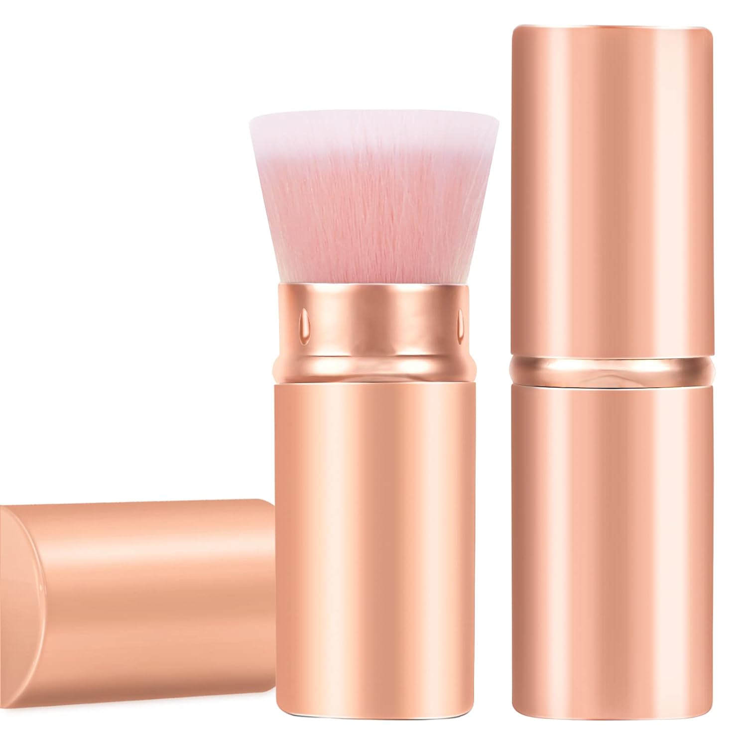 Falliny Retractable Makeup Brushes, Travel Kabuki Powder Foundation Brush, Portable Face Liquid Foundation Sunscreen Brush with Cover for Blending Liquid, Bronzer,Cream or Flawless Powder Cosmetics-GlimoraGlow