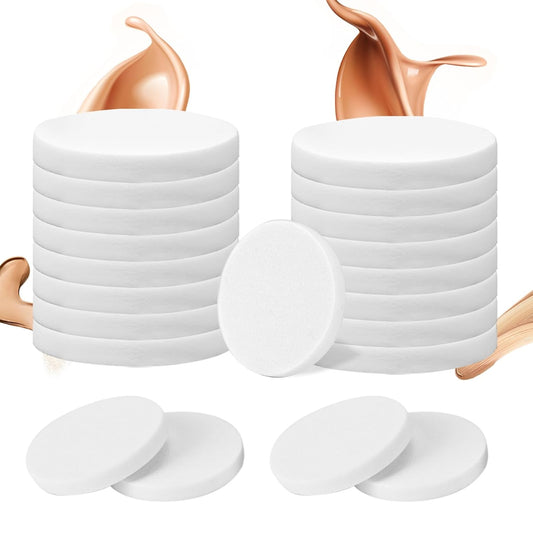 20Pcs White Makeup Sponge Round Make Up Facial Face Soft Sponge Cosmetic Puff Women Lady Beauty Makeup Foundation Powder Puff for All Skin Types Wet and Dry Dual Use-GlimoraGlow