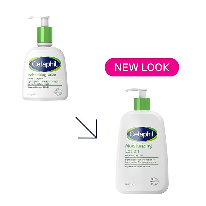 Cetaphil Face & Body Moisturizer, Hydrating Moisturizing Lotion for All Skin Types, Suitable for Sensitive Skin, NEW 8 oz Pack of 3, Fragrance Free, Hypoallergenic, Non-Comedogenic-GlimoraGlow