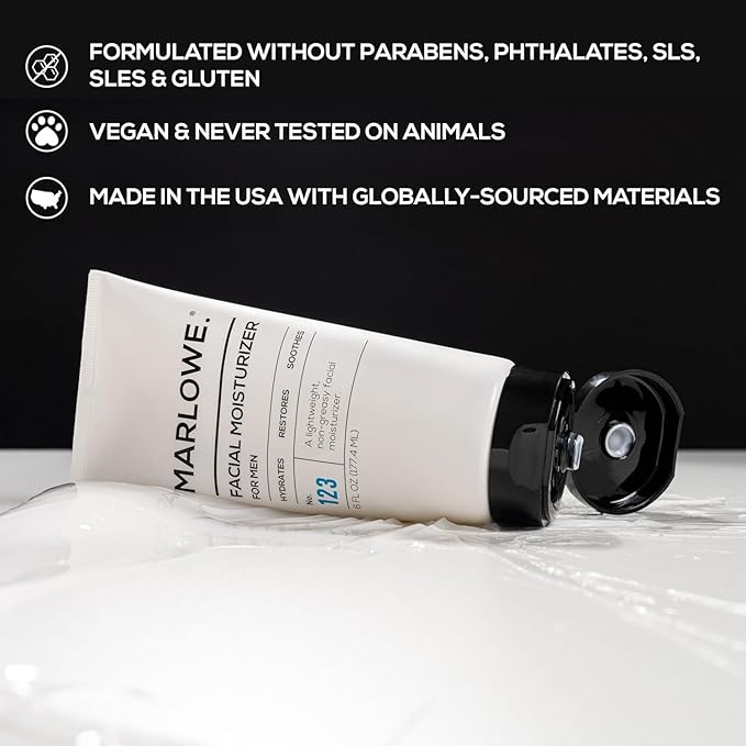 MARLOWE. Skin Care Set, No. 122 Facial Scrub 6 oz & No. 123 Facial Moisturizer 6 oz with Natural Extracts & Antioxidants, Cleanses, Exfoliates, Hydrates & Soothes-GlimoraGlow