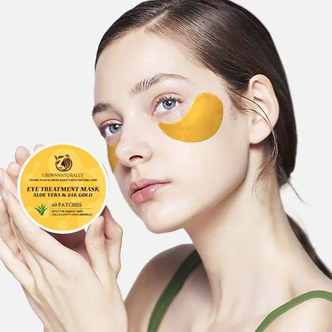 120PCS Under Eye Patches 24K Gold Eye Mask with Aloe Vera Natural Ingredients, Moisturizing Skin Care with Hyaluronic Acid and Collagen for Anti-Wrinkle, for Dark Circles and Puffiness-GlimoraGlow