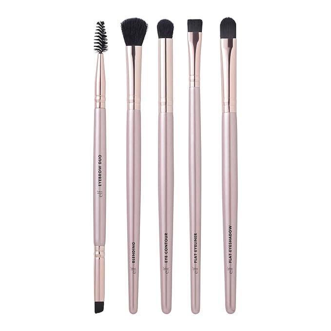e.l.f. Ultimate Eyes 5 Piece Brush Collection, Makeup Brushes For Eyeliner, Eyeshadow, Brows & more, Vegan & Cruelty-Free-GlimoraGlow