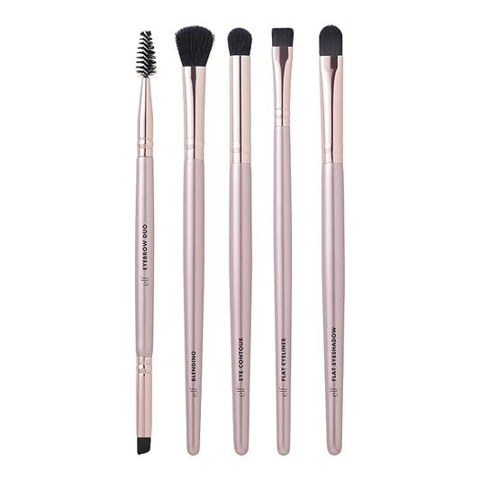 e.l.f. Ultimate Eyes 5 Piece Brush Collection, Makeup Brushes For Eyeliner, Eyeshadow, Brows & more, Vegan & Cruelty-Free-GlimoraGlow