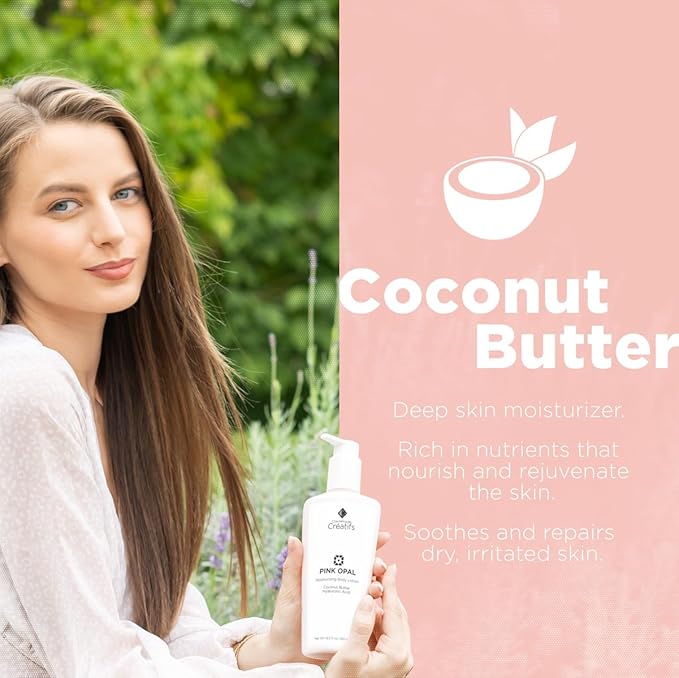 Pink Opal Moisturizing Body Lotion with Coconut Butter and Hyaluronic Acid, 8.5 fl. oz.-GlimoraGlow