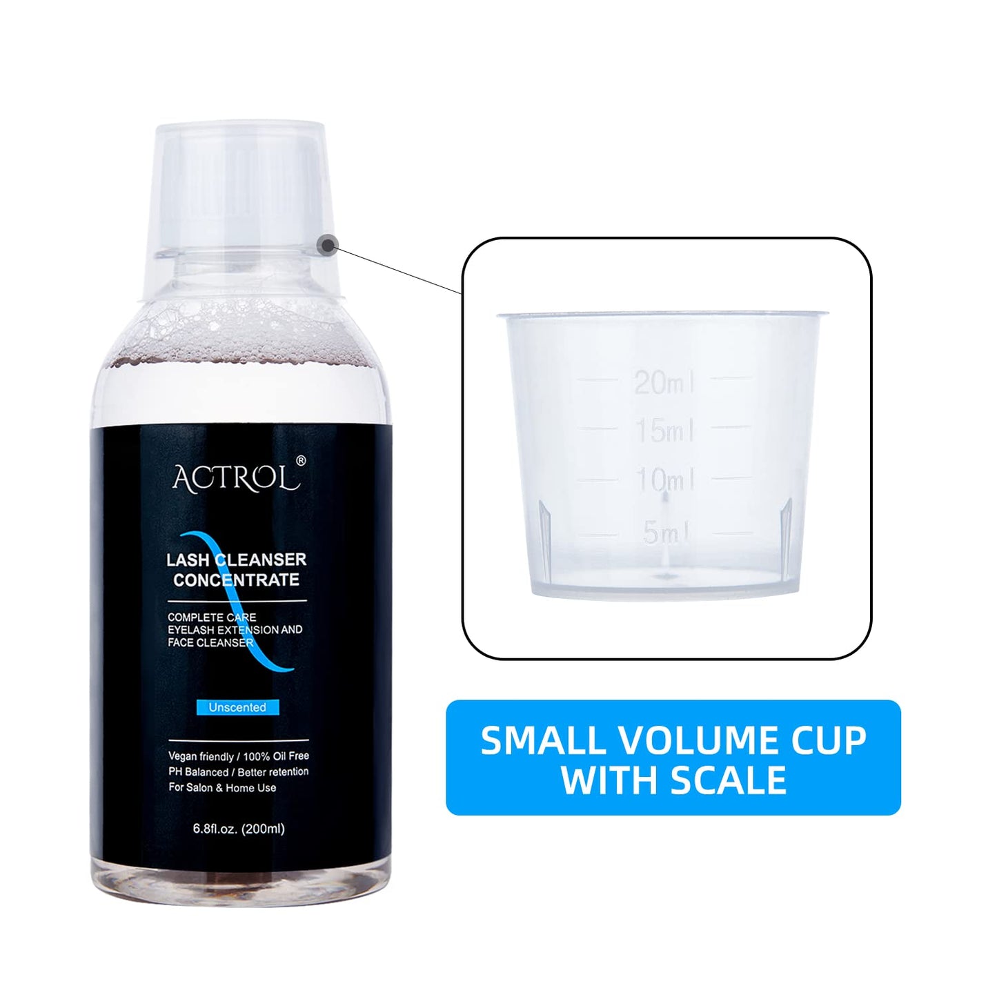 Eyelash Cleanser Concentrate 200ml Unscented Professional Lash Shampoo Foaming Cleanser Lash Wash Concentrate for Extensions Lashes with Salon Home Care-Makes 40 Bottles-GlimoraGlow