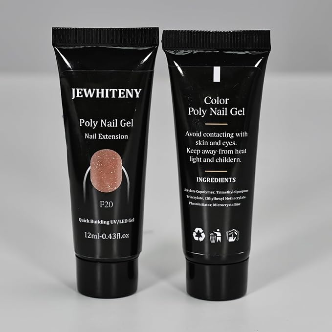 JEWHITENY 14 Colors Poly Extension Gel Nail Kit With U V Lamp Nude Pink White Brown All In One Poly Gel Starter Kit With Base Top Coat Manicure Salon Frence Nail Art DIY-GlimoraGlow