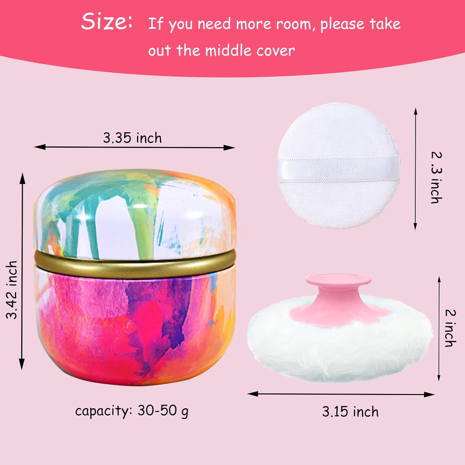 Body Powder Puff and Container for Dusting Powder, Women Powder Puff and Powder Case for Bath and Travel (Abstractionism)-GlimoraGlow