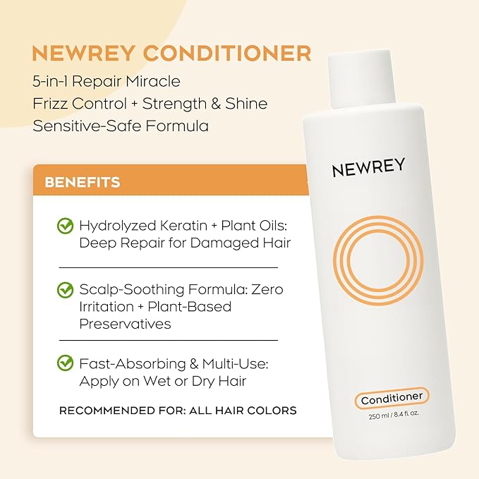 Hydrating Conditioner for Dry, Damaged Hair - 8.4oz | Moisture Repair Treatment with Hydrolyzed Keratin & Coconut Oil for Smooth, Shiny, Manageable Hair-GlimoraGlow