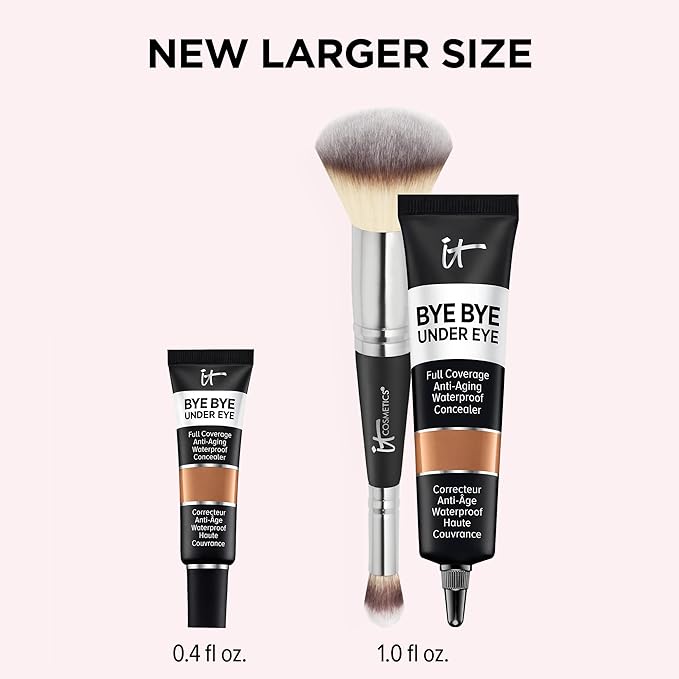 IT Cosmetics Makeup Set - Includes Supersize Bye Bye Under Eye Concealer (40.5 Deep) + Heavenly Luxe Complexion Perfection Concealer Brush (1 fl oz) - with Collagen, Hyaluronic Acid & Antioxidants-GlimoraGlow