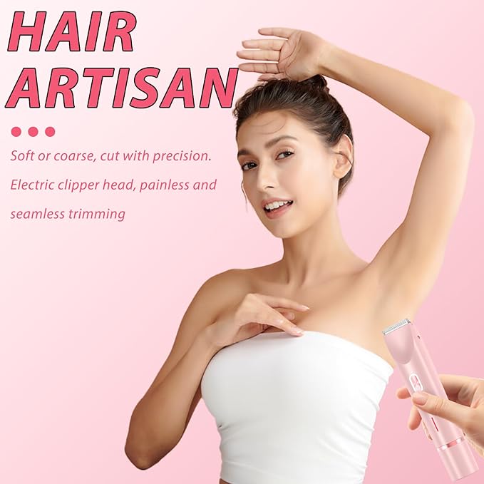 2025 New Electric Womens Shaver, 2-in-1 Women's Body Shaver, Bikini Electric Razor, Wet and Dry Use Body Trimmer for Home (Pink)-GlimoraGlow