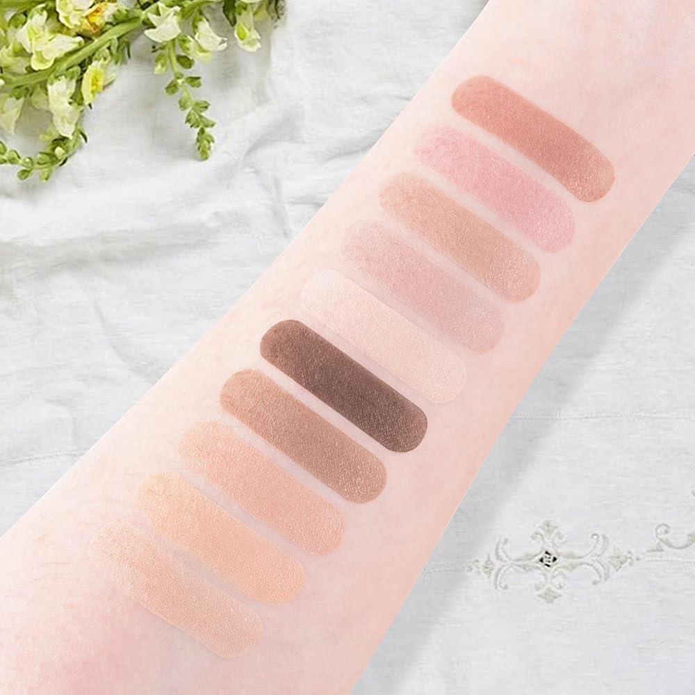 10 Color Matte Neutral Eyeshadow Palette - Nude Naked Beige Brown Shades, Blendable Long-Lasting, Vegan Cruelty-Free Natural Nude Eye Shadow Palette for Women, Professional Makeup Looks-GlimoraGlow
