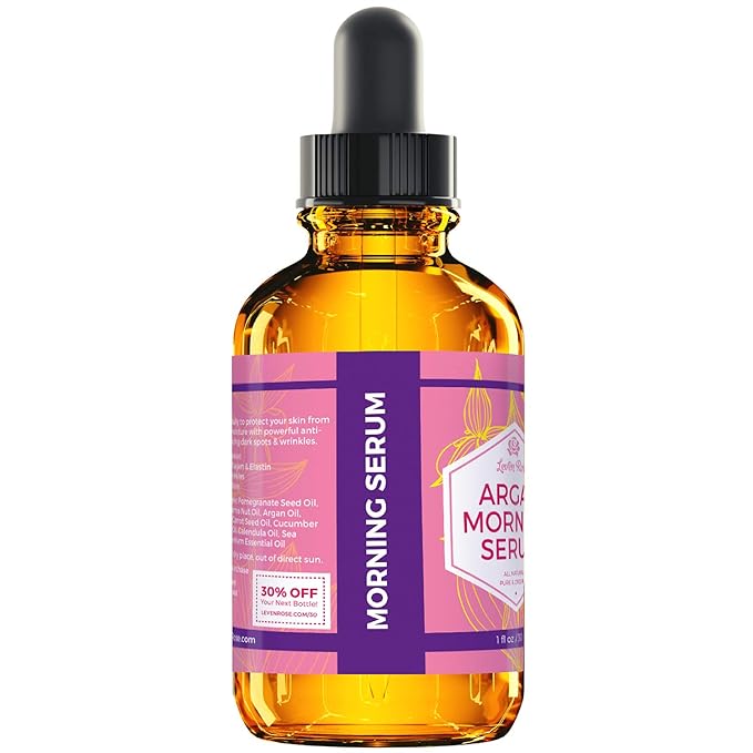 Leven Rose Moroccan Argan Oil Face Serum for Women - 100% Organic Argan Oil Serum for Face – All Natural Pure Argan Oil Hydrating Serum - Anti Aging Serum Against Wrinkles 1 Oz-GlimoraGlow