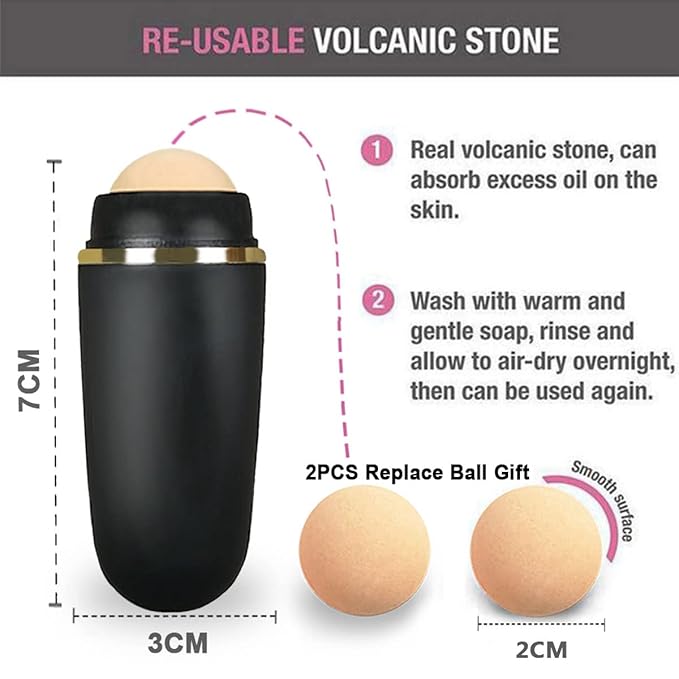 103 PCS Volcanic Roller Oily Skin Oil Control On The Go Volcanic Face Roller Oil Absorbing Volcanic Roller with Oil Blotting Sheet Paper for Oily Skin Care Oil Control Film Tissues (Type2)-GlimoraGlow