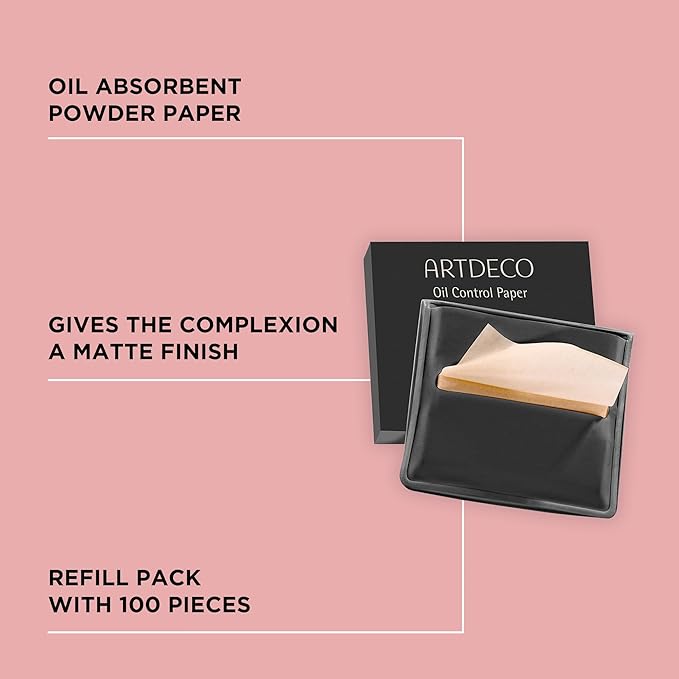 ARTDECO Oil Control Paper - Oil-Absorbing Blotting Paper - Gives Your Complexion a Matte Finish - Refill Pack with 100 Sheets - For Makeup - For Oily Skin - Easy Take Out Design - Face Wash - 100pcs-GlimoraGlow