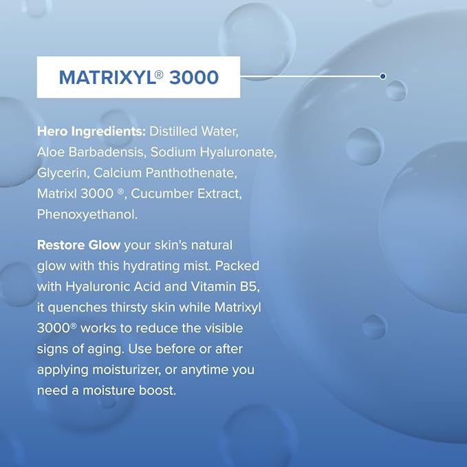 Cosmedica Skincare Restore Glow Peptide Spray Hydrating Mist with Matrixyl 3000, Vitamin B5, Hyaluronic Acid & Cucumber Extract for Radiant Skin – 4 oz-GlimoraGlow