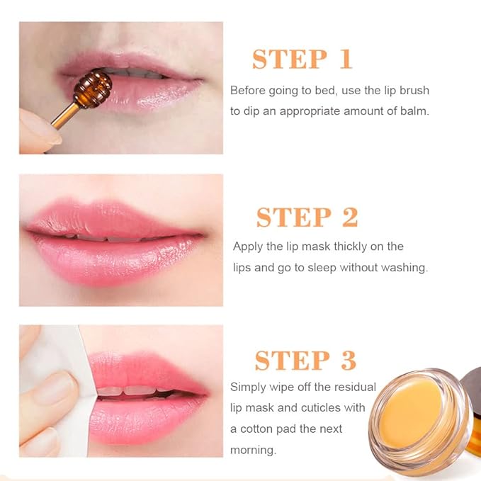 2 PCS Bee Lip Balm Honey Lip Balm Pot,Lip Exfoliating Lip Mask Hydrating & Prevention Dry and Cracked Lip Scrubs Exfoliator, Honey Lip Sleeping Mask Fade Lip Lines Bee Lip Balm-GlimoraGlow