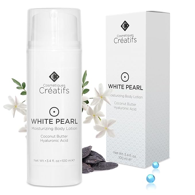 White Pearl Moisturizing Body Lotion with Coconut Butter and Hyaluronic Acid, 3.4 fl. oz.-GlimoraGlow