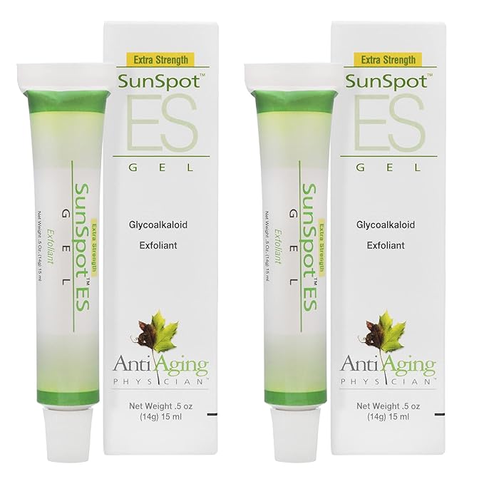 Lane Innovative - SunSpot ES, Natural Exfoliating Gel, Skin Rejuvenating Ingredients, Including Aloe Vera and Tea Tree Oil (0.5 Ounce, Pack of 2)-GlimoraGlow