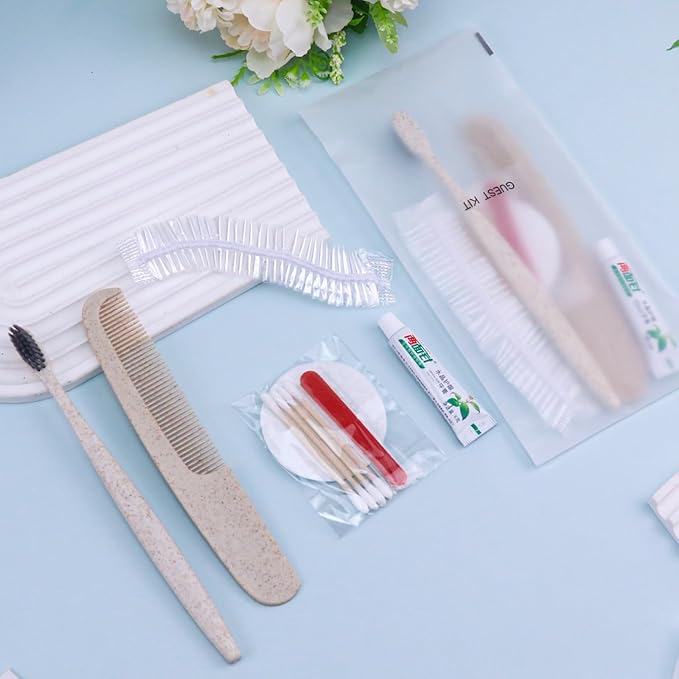 Hygiene Kit, Hygiene Kit Bulk, Travel Hygiene Kit with Toothbrush, Toothpaste, Care Package, Comb, Shower Cap, Individually Packed, Suitable for Hotel, Home, Camping, Travel (20-Pack)-GlimoraGlow